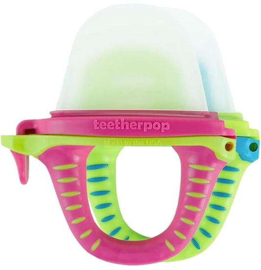 Teetherpop Fillable Freezable Teethers for Babies - Breastmilk Teether with Spill-Proof Sippy Slits – Teething Popsicle for Baby, Liquids & Purées, Cooling Teething Relief Feeder Pacifier - Limon Set