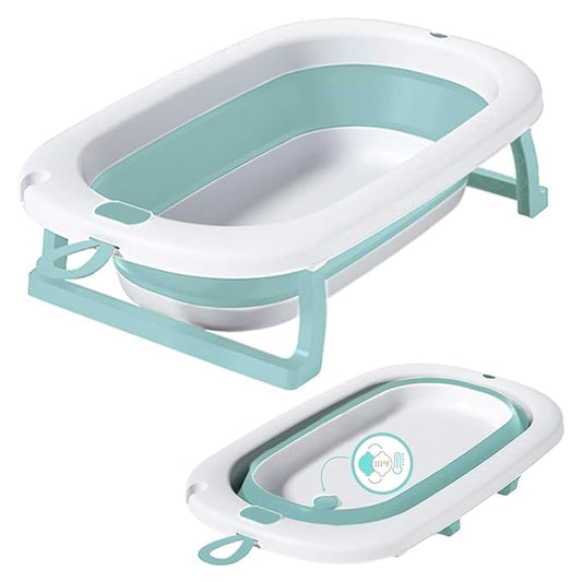 Lulyboo Collapsible Baby Bathtub - Anti-Slip, Portable, Lightweight, Foldable Newborn Tub with Water Temperature Indicator, Built-in Shower Head, Safe BPA-Free Materials for 0-12 Months