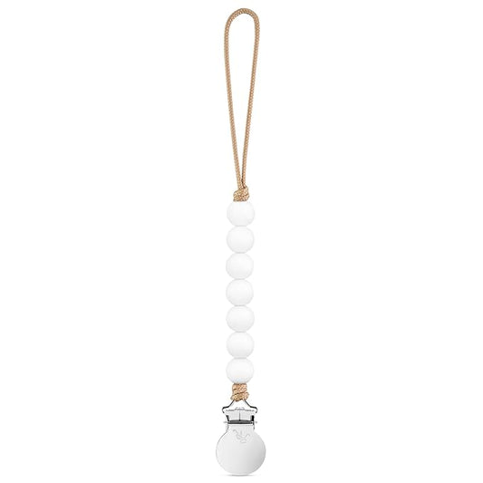Ryan & Rose Pacifier Clip Georgia - Silicone Pacifier Clip Baby boy Baby Girl Binky paci Clip Baby Pacifier Holder binkie Clip Binky Clips Newborn Baby Care Baby Pacifier Clip (White)