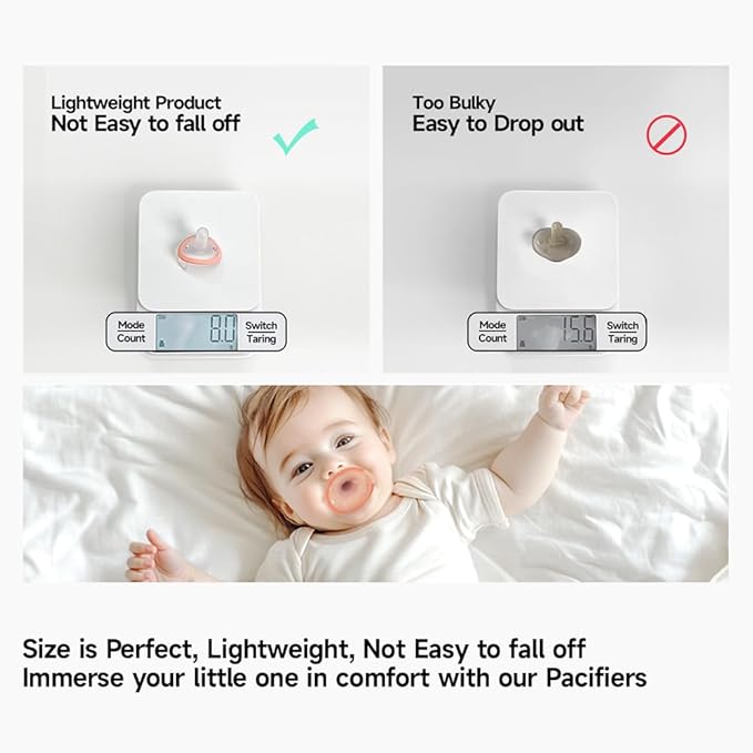 Garkoko Baby Pacifiers 0-6 Month, Soft Silicone Newborn Pacifiers with Large Air Holes, BPA Free, Set of 2 in Thumb & Breast-Like Shape