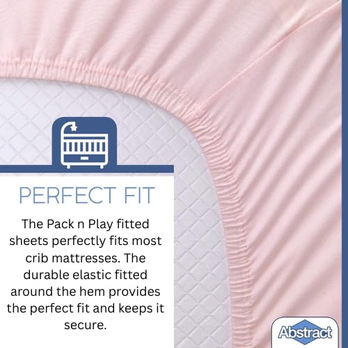 Pack n Play Fitted Sheet – Super Soft, 100% Natural Jersey Cotton – 27” x 39” – for Boys and Girls, Fits Pack n Play, Playard and Foldable Mattresses - Covered Elastic Hem – Solid Pink