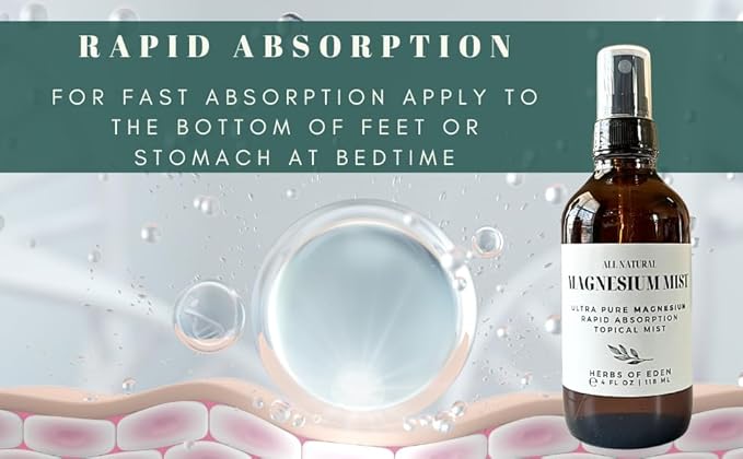 Herbs of Eden | Pure Magnesium Body Mist Extra Strength | Organic Topical Spray Rapid Absorption Promote Calm Deep Sleep For Sore Achy Cramped Muscles and Leg Discomfort (Aromatherapy Blend)