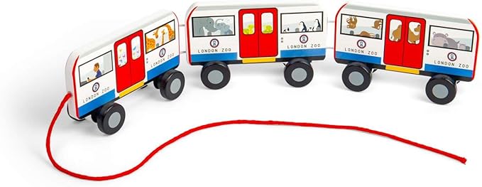 Bigjigs Toys London Pull Along Tube Wooden Pull Along Toy for Children, Sustainably Made Baby & Toddler Gifts, from 18 Months