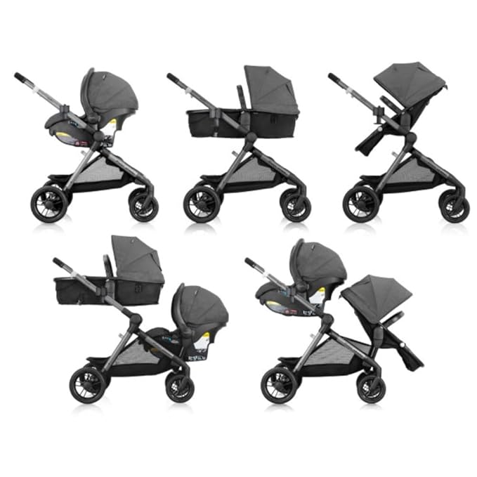 Evenflo Pivot Xpand Modular Travel System with LiteMax Infant Car Seat with Anti-Rebound Bar (Sabino Gray)