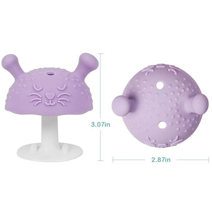 BumbleBee Silicone Teething Toys Set 3M+, BPA-Free & Easy to Grip Baby Teether with Suction Base, Infant Teething Relief Toy - 3PCS (Green+Purple+Blue)