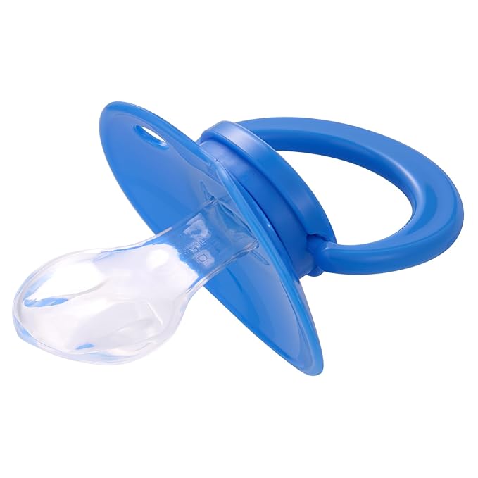 Adult Sized Pacifier Bigshield : Replacement Silicone Paci Big Teat for Anxiety Release - Orthodontic Binky Taken Apart and Re-Assembled Blue