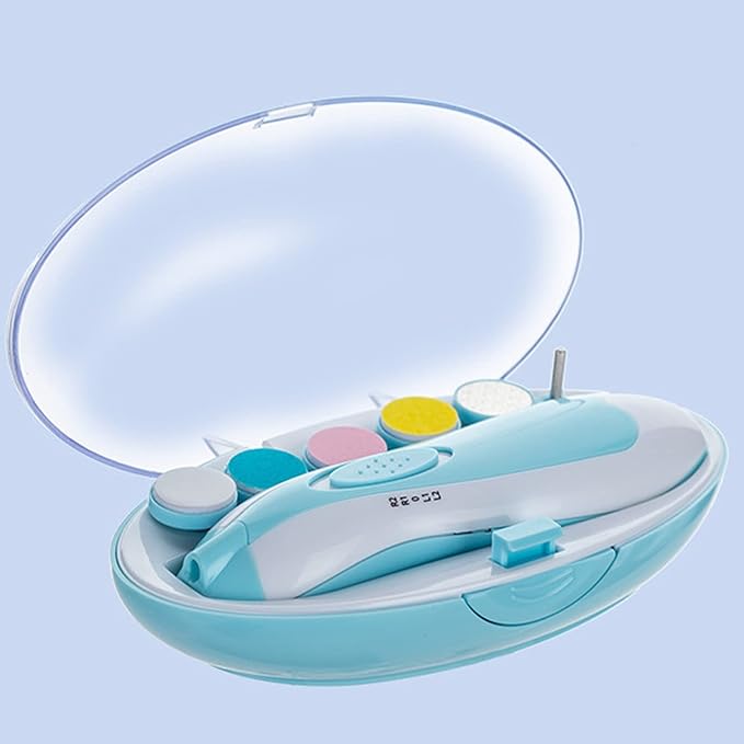 Electric Nail Clipper, 6 in 1 Electronic Baby Nail Clipper File Safe Grinding Heads Nail Trimmer Set for Newborn Manicure (A)