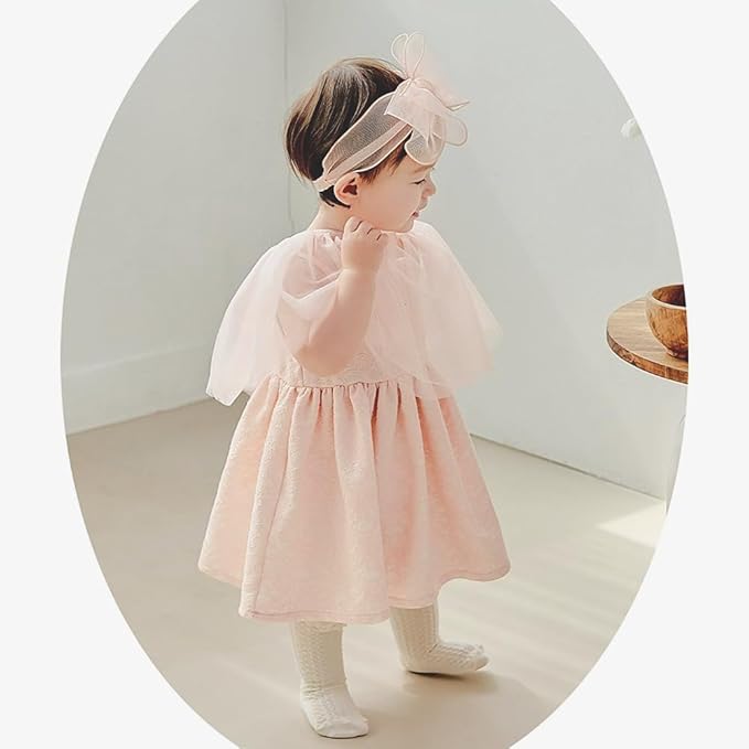 Baby Girls Lace Bow Headband Cute Chiffon Bow-Knot Toddler Hairband Elastic Soft Lace Infants Birthday Party Hair Accessories (Pink-5, One size)