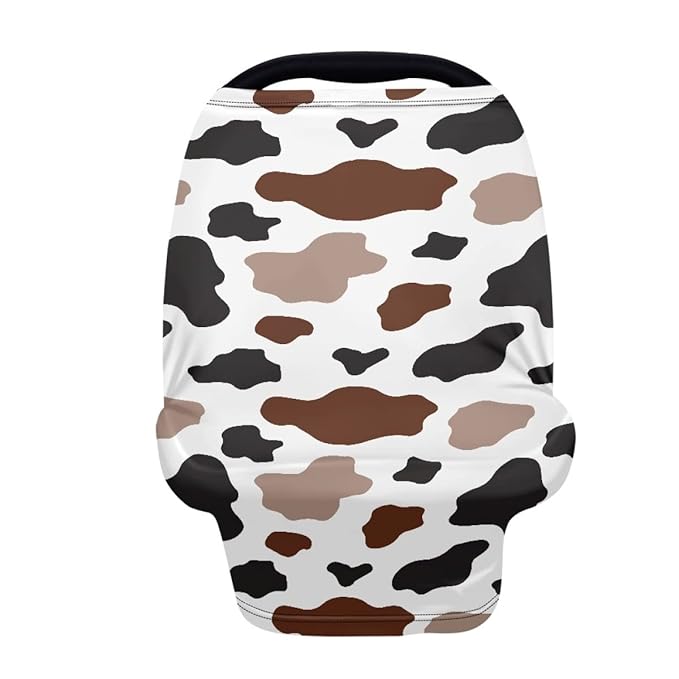 KIDVOVOU Colorful Cow Printed Car Seat Covers for Babies - Multi- use Nursing Carseat Canopy, Breastfeeding Covers, Baby Gifts for Boys and Girls