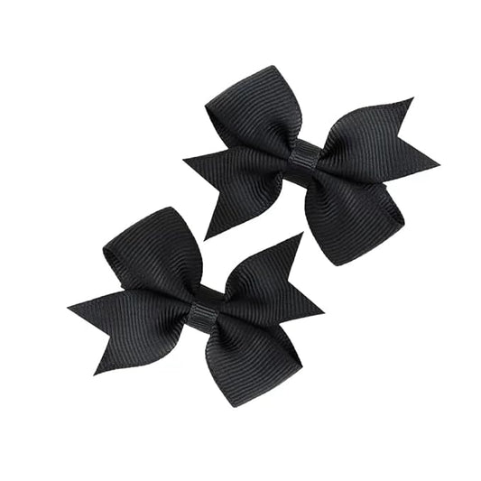 Baby Hair Bows Clips Fully Lined Grosgrain Boutique Solid Ribbon Mini Bows for Girls Teens Infants Kids Toddlers Newborn 2pcs Colors in Pairs (black.)