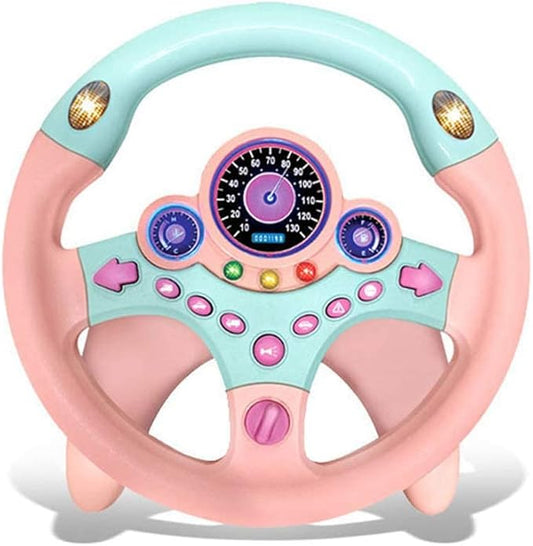 sesil Kids Electric Early Education Simulation Steering Wheel Toy Multifunctional High Simulation Car Driving Toy with Music and Light Pretend Driving Toy for Toddlers