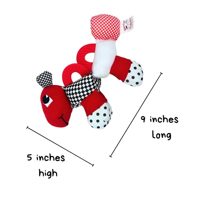 Teething Toys 3-6 Months - High Contrast Caterpillar Sensory Toy with Baby Rattle, Multiple Textures, Sounds, Baby Teethers, Nontoxic, New Babies Must Haves, Teether Toys, Helps w Teething Pain Relief
