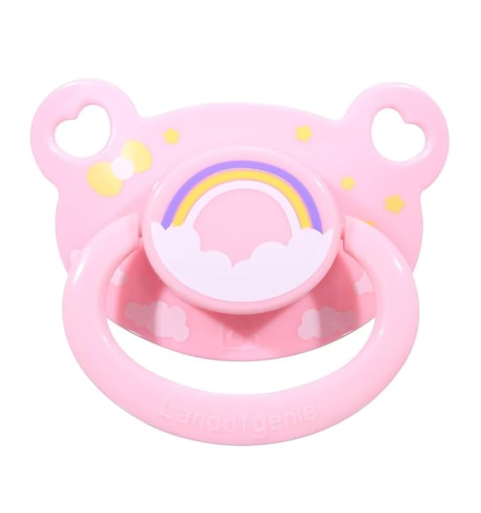 Landofgenie Adult Sized Pacifier Large Handle Large Shield Cute Print Paci Pink