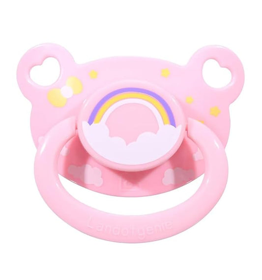 Landofgenie Adult Sized Pacifier Large Handle Large Shield Cute Print Paci Pink