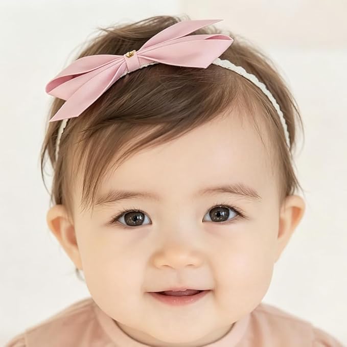 Baby Girls Cute Lace Bow Headband Soft Cotton Elastic Hair Accessories for Toddlers Newborns Ideal for Birthdays Baby Shower Photoshoots Special Occasions