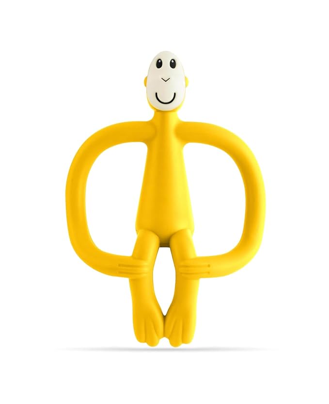 Matchstick Monkey Original Teether & Gel Applicator – Silicone Baby Teether, Easy-to-Grip, BPA-Free, Supports Self-Soothing & Early Brushing, 3 Months+, 4 Inches, Yellow