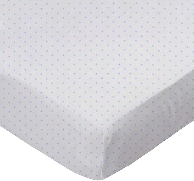 SheetWorld Baby Fitted Bassinet Sheet Fits Nuna Mixx 12 x 29 inches, 100% Cotton Jersey Hypoallergenic Sheet, Unisex Boy Girl, Blue Pindot, Made in USA