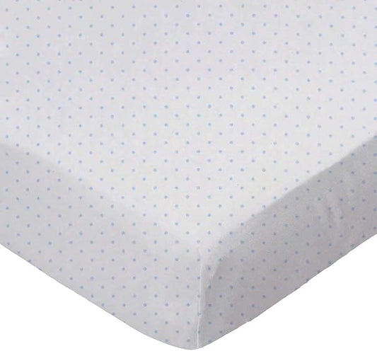SheetWorld Baby Fitted Bassinet Sheet Fits Nuna Mixx 12 x 29 inches, 100% Cotton Jersey Hypoallergenic Sheet, Unisex Boy Girl, Blue Pindot, Made in USA