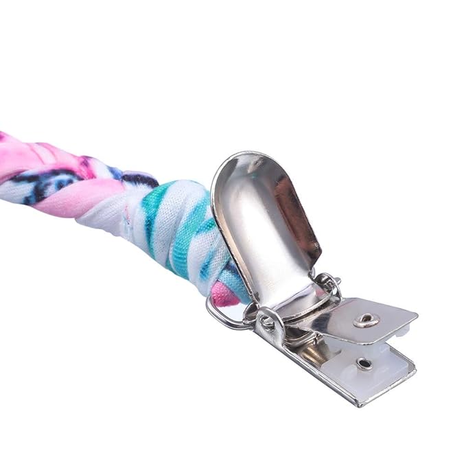 4 Pieces Pacifier Clips for Infant Boys and Girls Universal Pacifier Holder Hand-Made Braided Soothie Leash for All Pacifiers Teething Drool Bibs (Gray, Yellow, White, Blue)