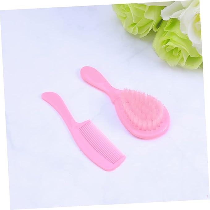 SHOWERORO Brush and Comb for Newborns and Toddlers Soft Bristles for Gentle Scalp Massage Safe and Comfortable Hair Care Pink for Registry