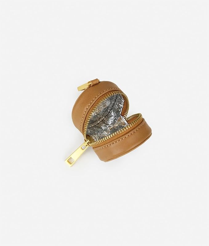 FAWN DESIGN The Paci Case, Tan Pacifier Holder, Premium Pebbled Faux Leather Paci Holder, Insulated Pacifier Case with Zipper and Clip, Fits Most Standard Size Pacifiers, 2.25 x 2.25 inches