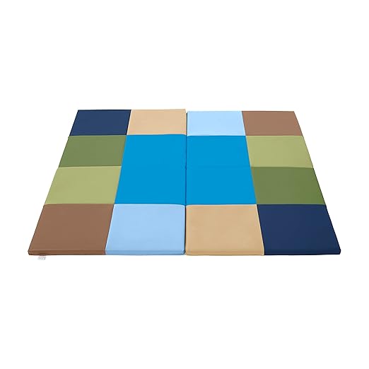 ECR4Kids SoftZone Square Dance Activity Mat, Folding Playmat, Earthtone