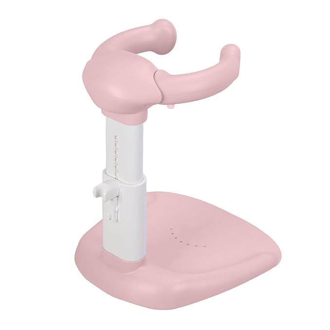 Adjustable Baby Shower Stand with Anti-Slip Base,Bath Shower Standing Support Stand,Portable Bath Helper Bath Support for Infants Portable Bath Helper for Baby 8-24 Months (PinkB)