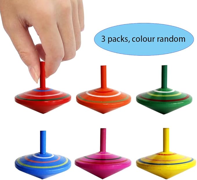 GoodPlay Gyroscope, 3 Pcs/Set Handmade Painted Wood Spinning Tops, Educational Kindergarten Toys