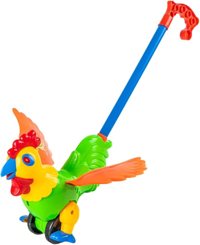 SUPVOX Push and Pull Rooster Walker for Detachable Handle Learning Cart Early Educational Animal Plaything for Walking Development and Observation Skills Safe Plastic Design Random Color