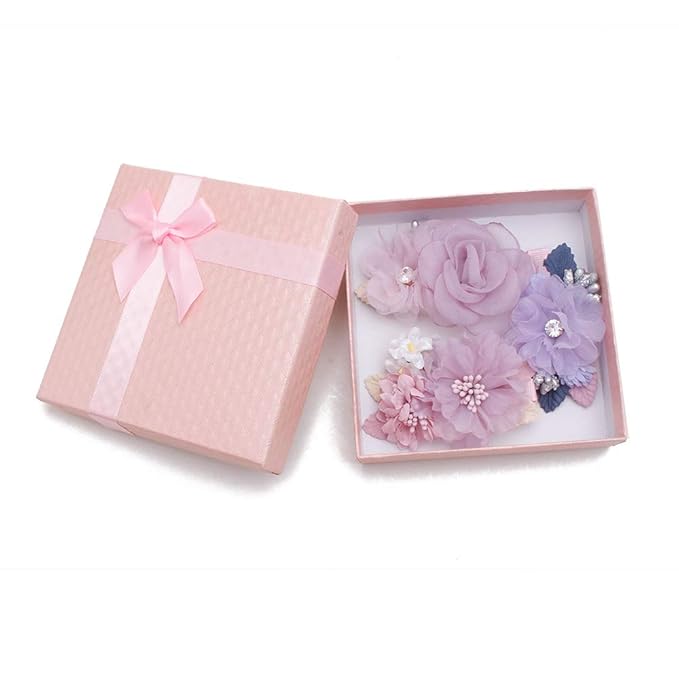 Flower Hair Clips Set for Baby Girl Lightweight Floral Hair Bow Accessories with Boutique Fully Lined Alligator Clip 3pcs for Toddler Teens Gifts