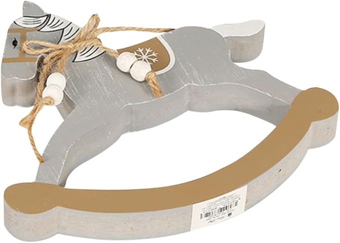Mini Rocking Horse Desktop Ornament Wooden Rocking Horse Decor for Kids Room Table Decoration Christmas Party Accent