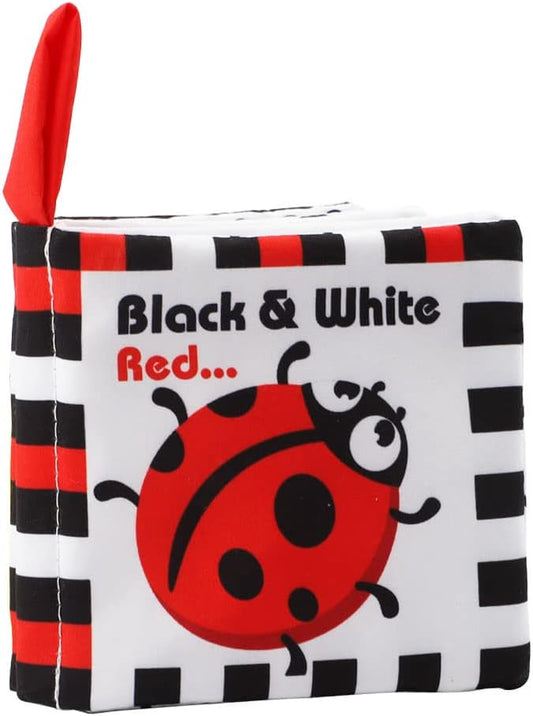 Bebe Mondo High Contrast Baby Book, Newborn Toys 0-3 Months,Black and White Crinkle Books for Babies,Soft Sensory Infant Toys 0-6-12 Months,Stroller Toy for Vision Development,Shower Gift for Boy Girl