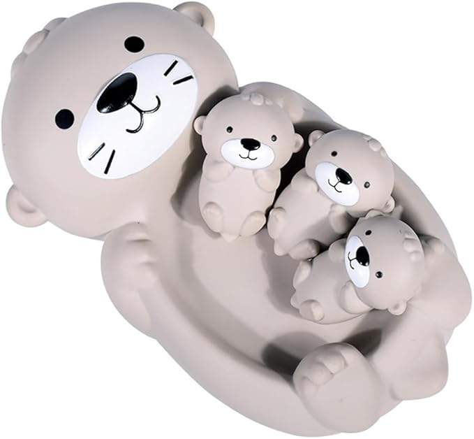 Otter Bath Toy Set, Child-Mother Otter Playset Tub Toy, 1 Mother Otter and 3 Baby Otters Water Toy Bathtub Otter Toy Set Otters Family Floating Toy for Babies