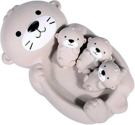 Otter Bath Toy Set, Child-Mother Otter Playset Tub Toy, 1 Mother Otter and 3 Baby Otters Water Toy Bathtub Otter Toy Set Otters Family Floating Toy for Babies