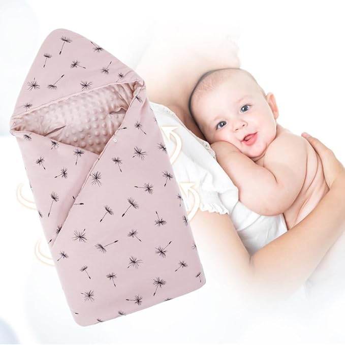 HOUSBAY Baby Blanket Newborn Blanket with Hooded Windproof Go Outside Warm Portable Swaddle Wrap in Basket Baby Safety Seats (Light Pink)