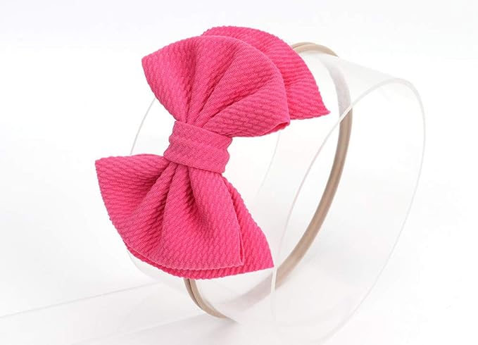 Baby Girl's 5 Inches Soft Double Bow-knot Nylon Headband Toddler Headdress for Photography Party Festivals (Fuchsia)