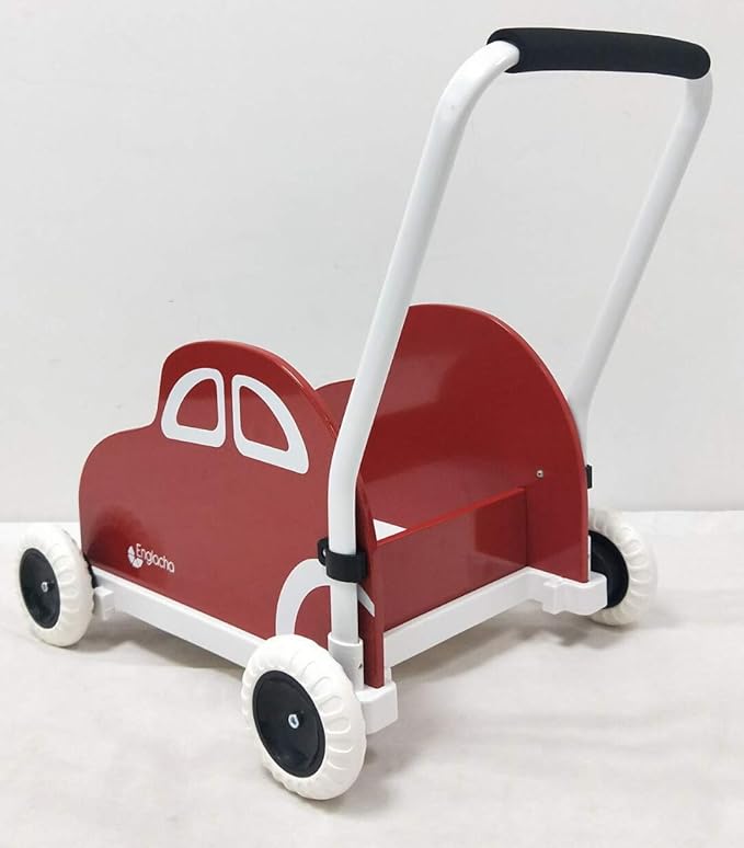 Englacha car Musical Toddler Walker, Baby Push Car with Built-in Musical Function and Speed Reduction Wheels, Red/White