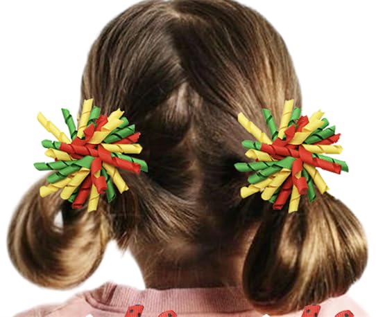 Yxiang 2PCS Korker Bows for Girls 3'' Curly Bow Hair Clip Ribbon Ponytail Bows Alligator Clip Hair Barrette for Girls Toddlers Kids (Red Green Yellow)
