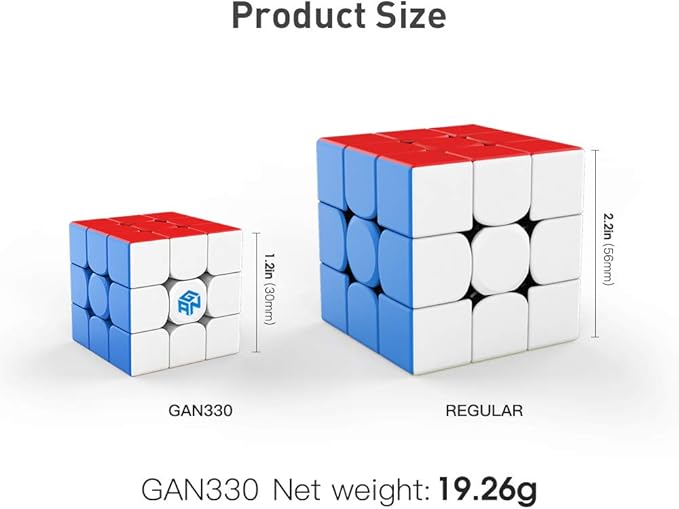 GAN 330 Keychain Cube, 3x3 Mini Key Ring, 3by3 Small Sitckerless Speed Cube, Standard Version, 1.2 Inch