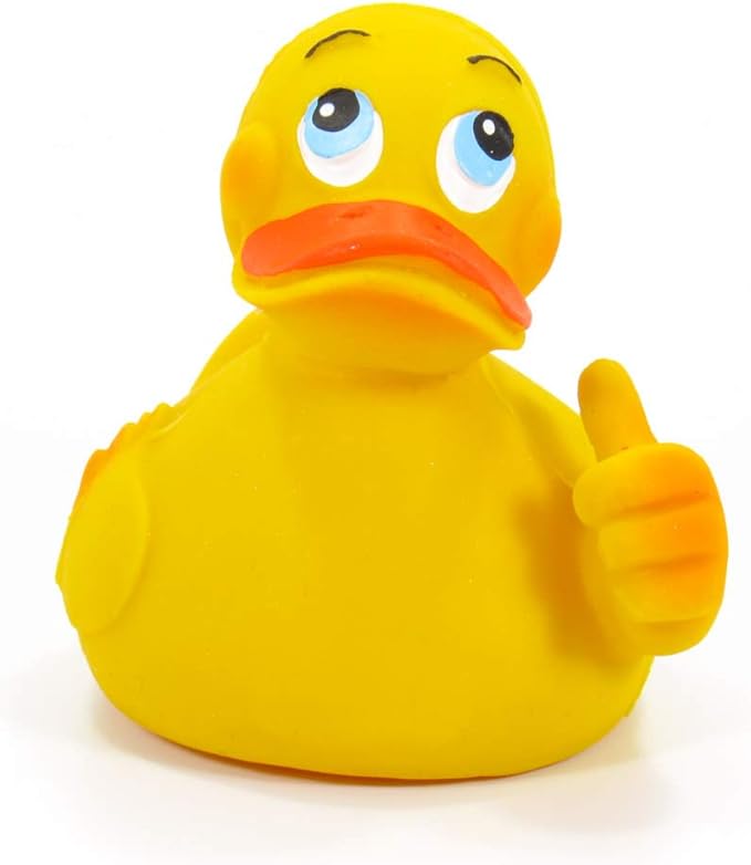 OK Thumbs Up Rubber Duck Bath Toy | All Natural, Organic, Eco Friendly, Squeaker | Imported from Barcelona, Spain