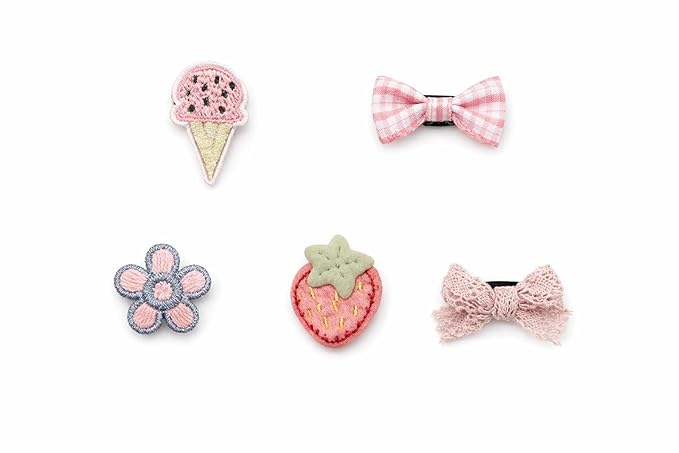 Baby Girl Hair Clips Non Slip for Thin to Thick Hair - No Damage Soft Barrettes for Newborn Infant Toddler - Cute Cartoon Hair Accessories Set (Ice-cream)