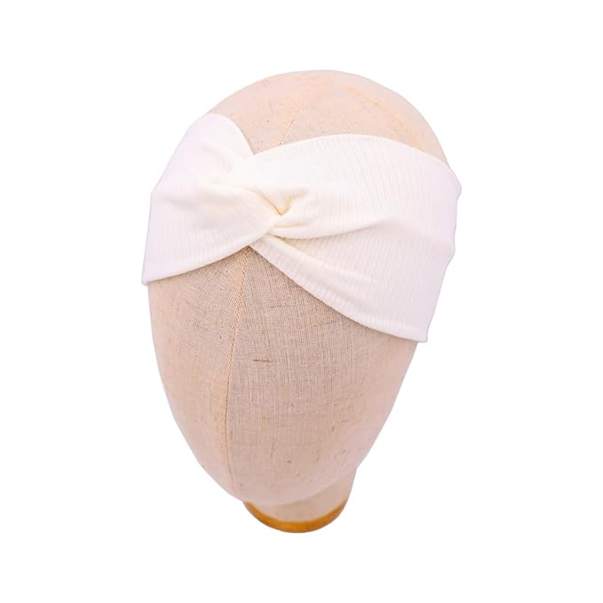 Sugarmelon Mommy and Me Headband Set Mother Baby Matching Turban Headbands for Toddler Baby Girls Women Scrunchies Hair Bow Hairbands (Oat/White)