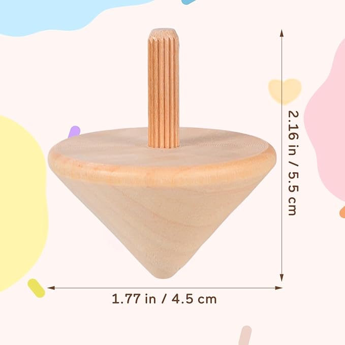 NUOBESTY Wood Spinning Tops for Kids, Unfinished Wooden Gyroscope Toys Spin Tops Montessori Toys for DIY Crafts, Birthday Party Favors, Family Game (12 Pieces)