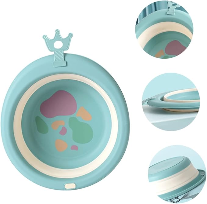 FOMIYES Collapsible Wash Basin Portable Boy Girl Face and Foot Basin Cartoon Design Lightweight Silicone with Capacity for Easy Use at Home Outdoors