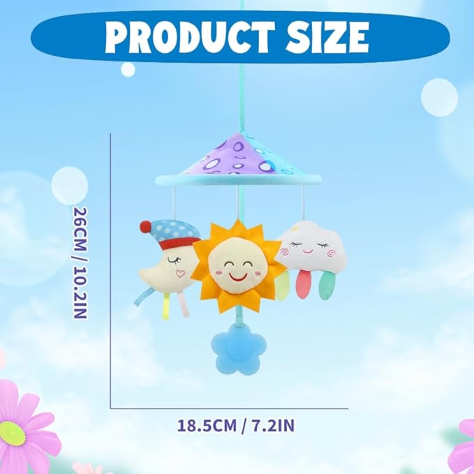 Baby pram Mobile Toys, Stroller Toys with Soft Rattle for 0 Months+ (Sky)