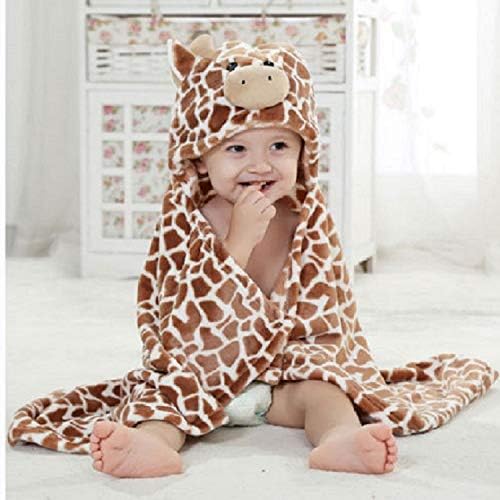 Vauwmsr Baby Hooded Blanket Ultra Soft Warm Newborn Infant Swaddle Wrap Bath Shower Towel, 25.6" x 39.4", Brown