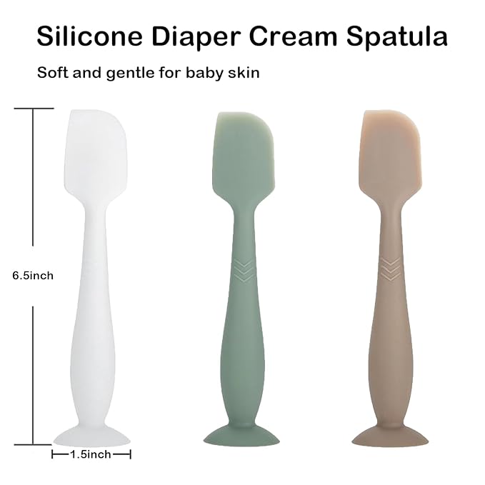 3 Pack Baby Diaper Cream Spatula - Baby Diaper Rash Cream Applicator for Butt Paste Diaper Creams - Diaper Cream Brush for Newborn Essentials (Pink,Blue,Green)
