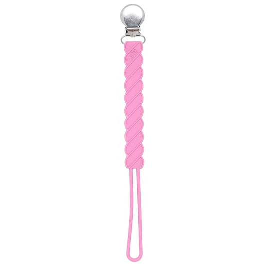 Three Little Tots All Silicone Modern, Short and Safety Tested Pacifier Clip (Rose, Twist)