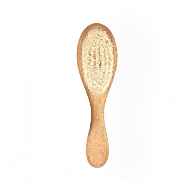 Baby Hair Brush with Wooden Handle, for Newborns & Toddlers-Natural Soft Goat Bristles-Ideal-Perfect Baby Registry Gift