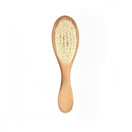 Baby Hair Brush with Wooden Handle, for Newborns & Toddlers-Natural Soft Goat Bristles-Ideal-Perfect Baby Registry Gift